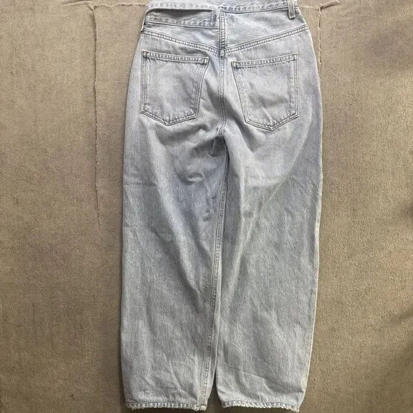 Agolde Broken Waistband Jean Womens 25 Blue Wide Leg High Rise Light Wash - Picture 10 of 11